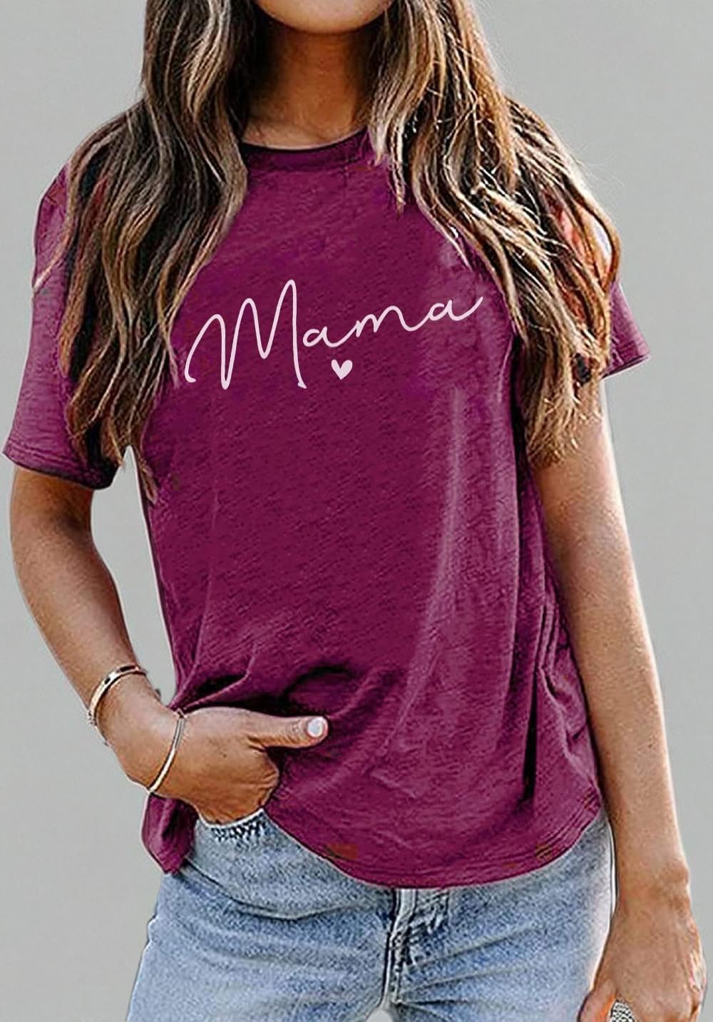 Mama Shirt for Women Mama Letter Print T-Shirt Funny Graphic Tees Casual Short Sleeve Mom Life Tops Tee - Image 9