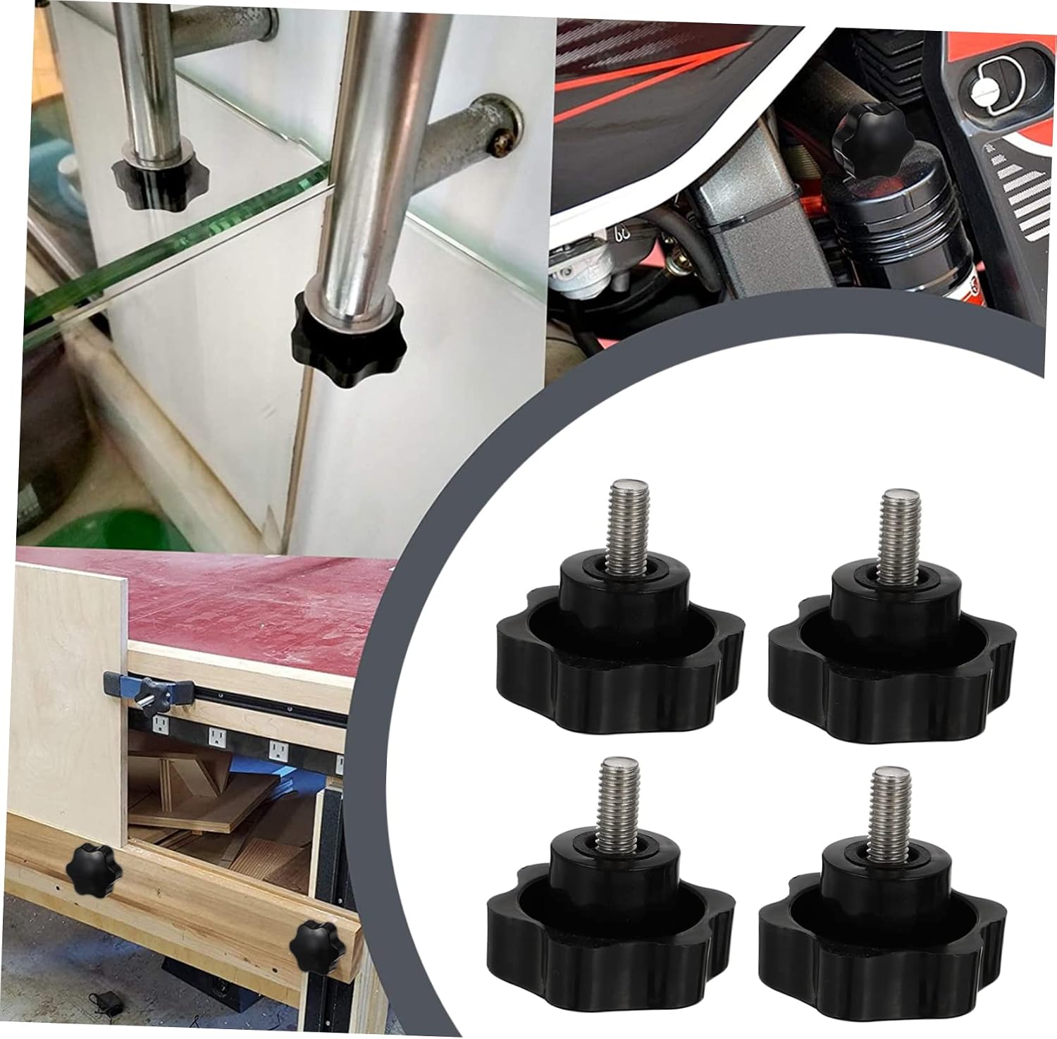 4pcs Plastic Threaded Clamping Knob Handles Star Knobs External Thread for Equipment Easy to Install and Remove Plastic and Design