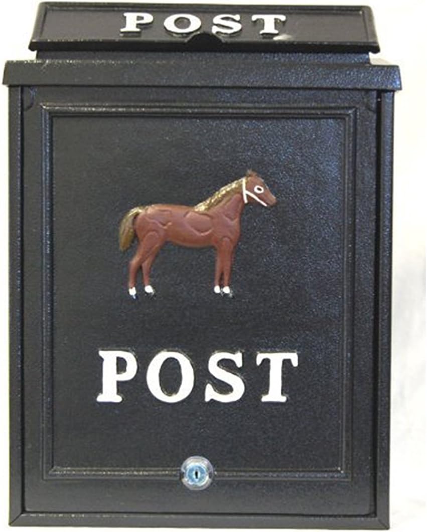 POSTBOX COLLECTION BY PRICE CRUNCHERS - Lockable Heavy Duty Secure Wall Mounted Letter Mail Post Box Stainless Steel (8. Horse)
