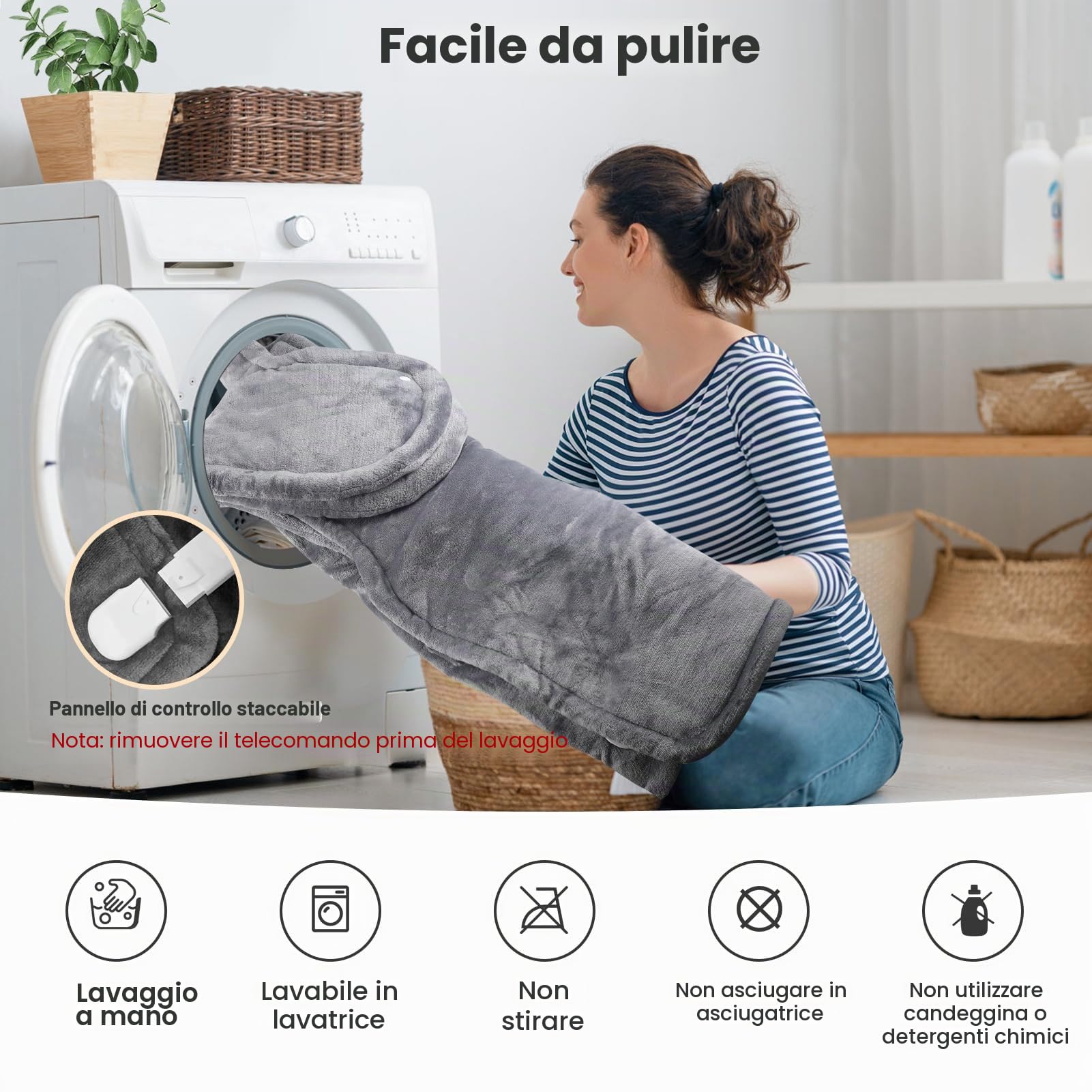 Uplayteck Termoforo Elettrico, 6 Timer e 8 Livelli di Riscaldamento, 94X61cm Riscaldante per Schiena Spalle, Collo con Rimozione degli Acari e Modalità Sleep, Spegnimento Automatico, Riscalda il corpo