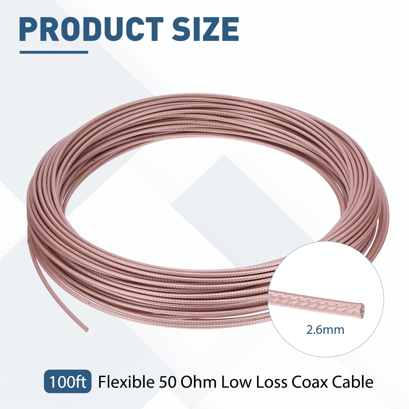 Câble coaxial RG316 30,5 m flexible 50 Ohm faible perte câble coaxial