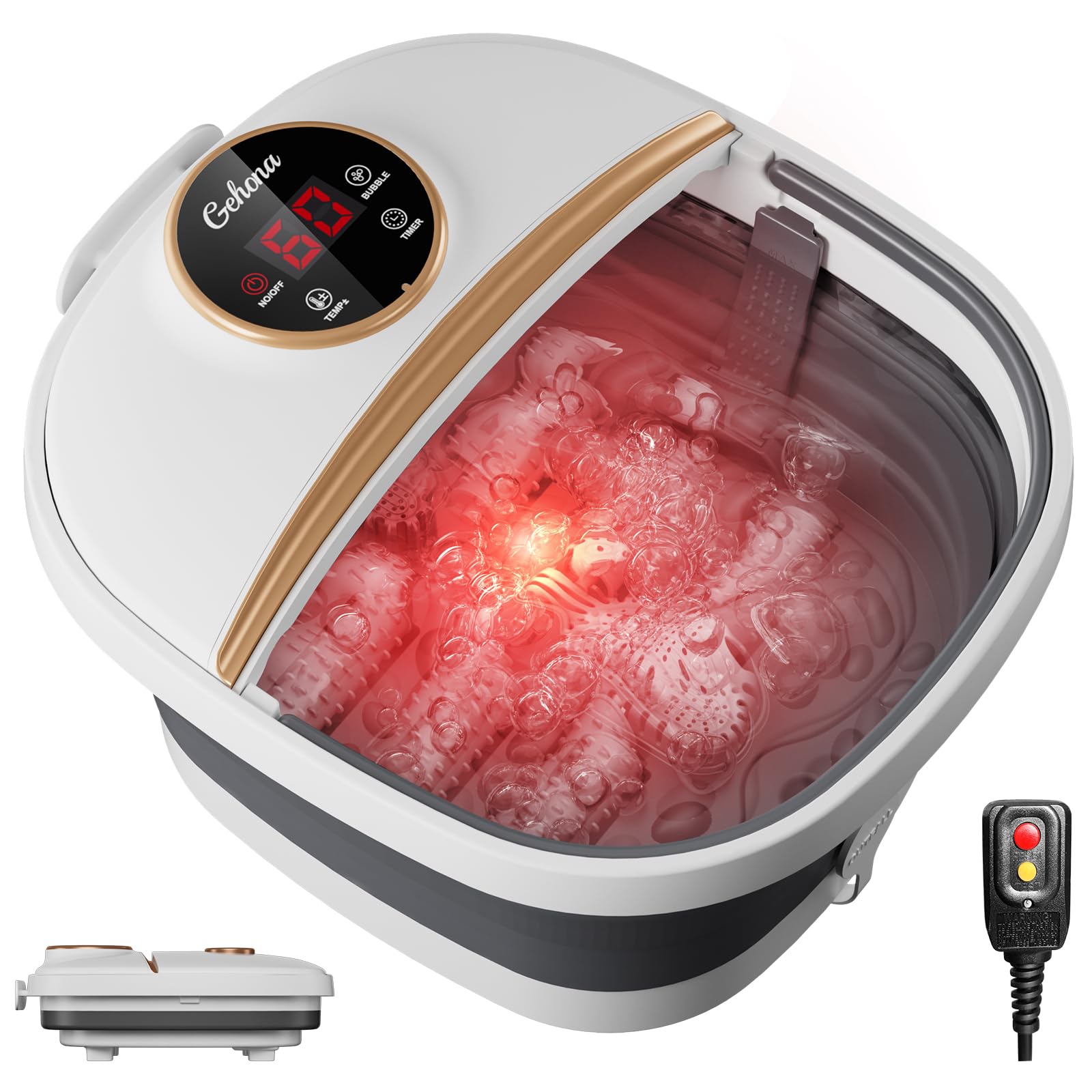 GEHONA Collapsible Foot Spa - Heat & Massage -8