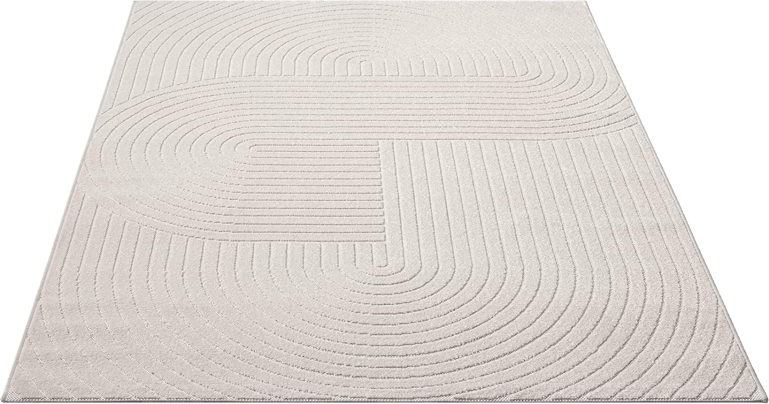 the carpet Santo Plus tappeto moderno - tappeto di alta qualità per soggiorno, camera da letto, color crema, tappeto boho in 140 x 200 cm in polipropilene