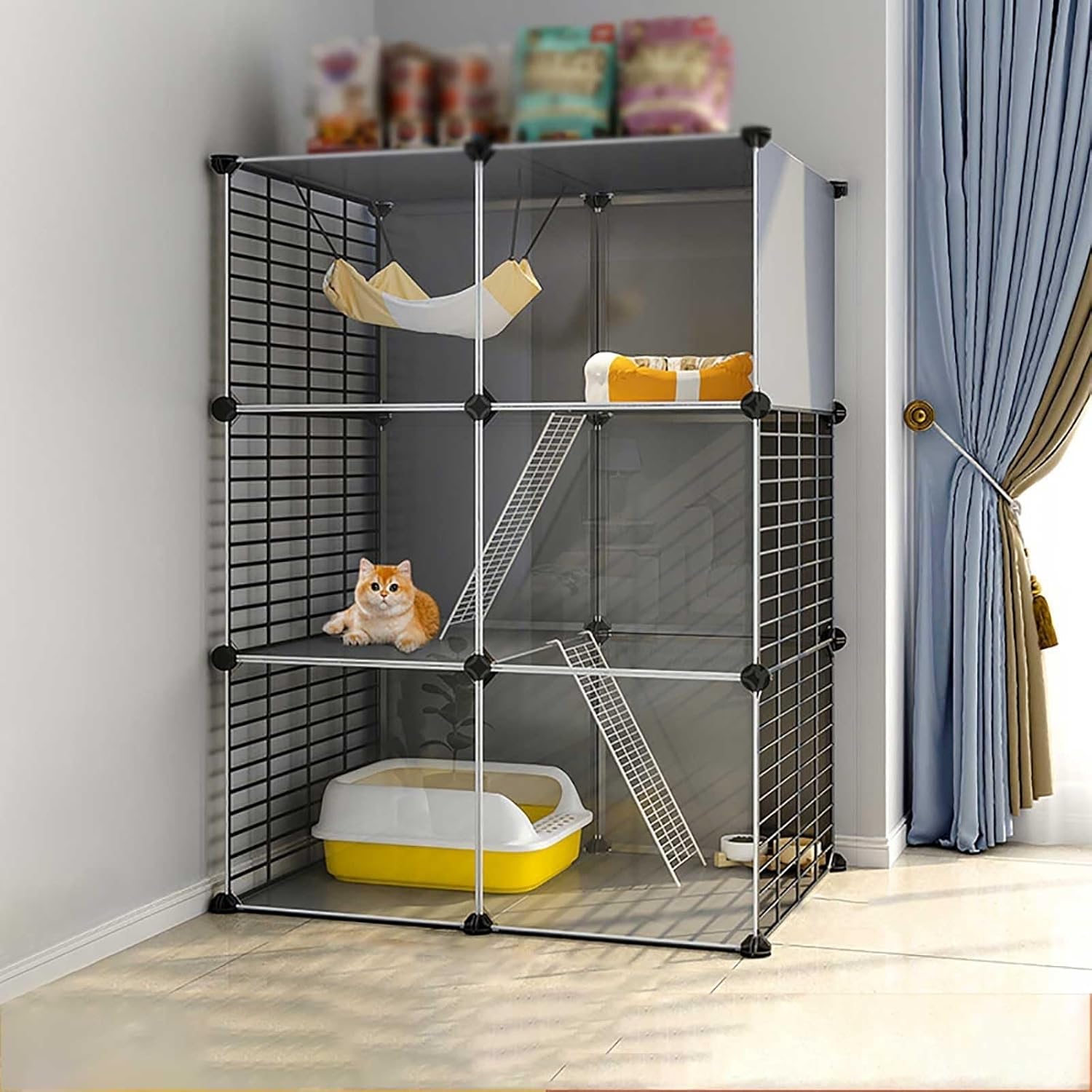 Cat Cage Indoor,Large Cat Cage Cat Enclosures Detachable DIY Cat Playpen Small Animals Cages,Large Exercise Place Ideal for Small Pet Cat Puppy,72x37x107cm-B