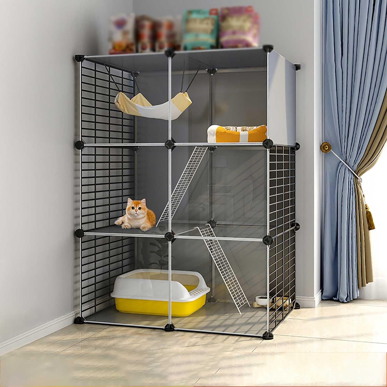 Gabbia per gatti da interno, gabbia grande per gatti, recinto per gatti smontabile fai da te, recinto per gatti, gabbie per piccoli animali, ampio spazio per l'esercizio ideale per gatti e cuccio