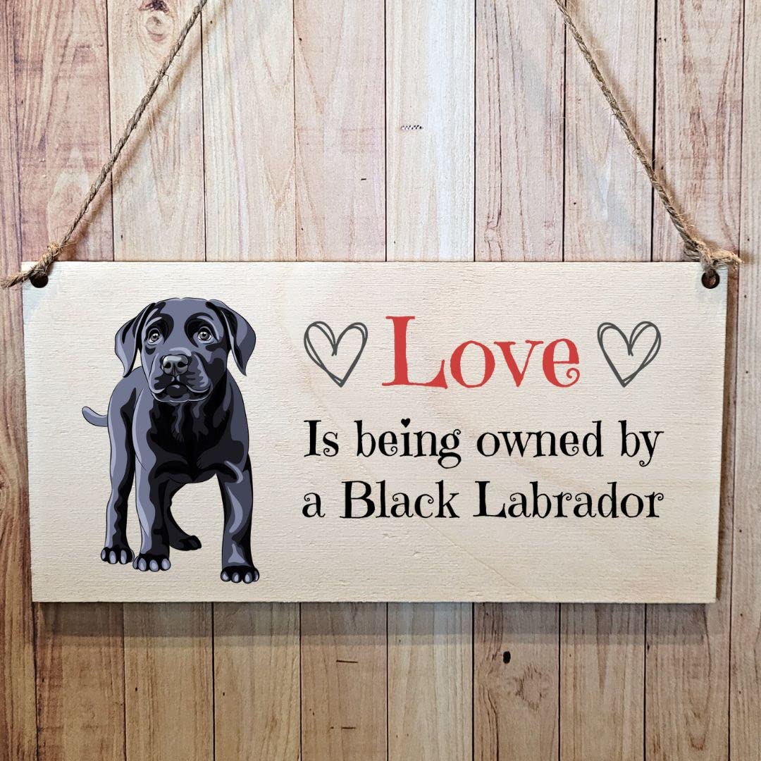 Second Ave Gift Company Black Second Ave Labrador Dog Wooden Hanging Gift Rectangle Home Sign Plaque
