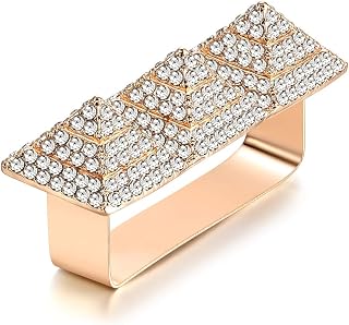 Punk Alloy Pyramid Ring Rhinestone Hip Hop Rapper Red Lip Kiss Ring Costume Jewelry, 2 Finger Size