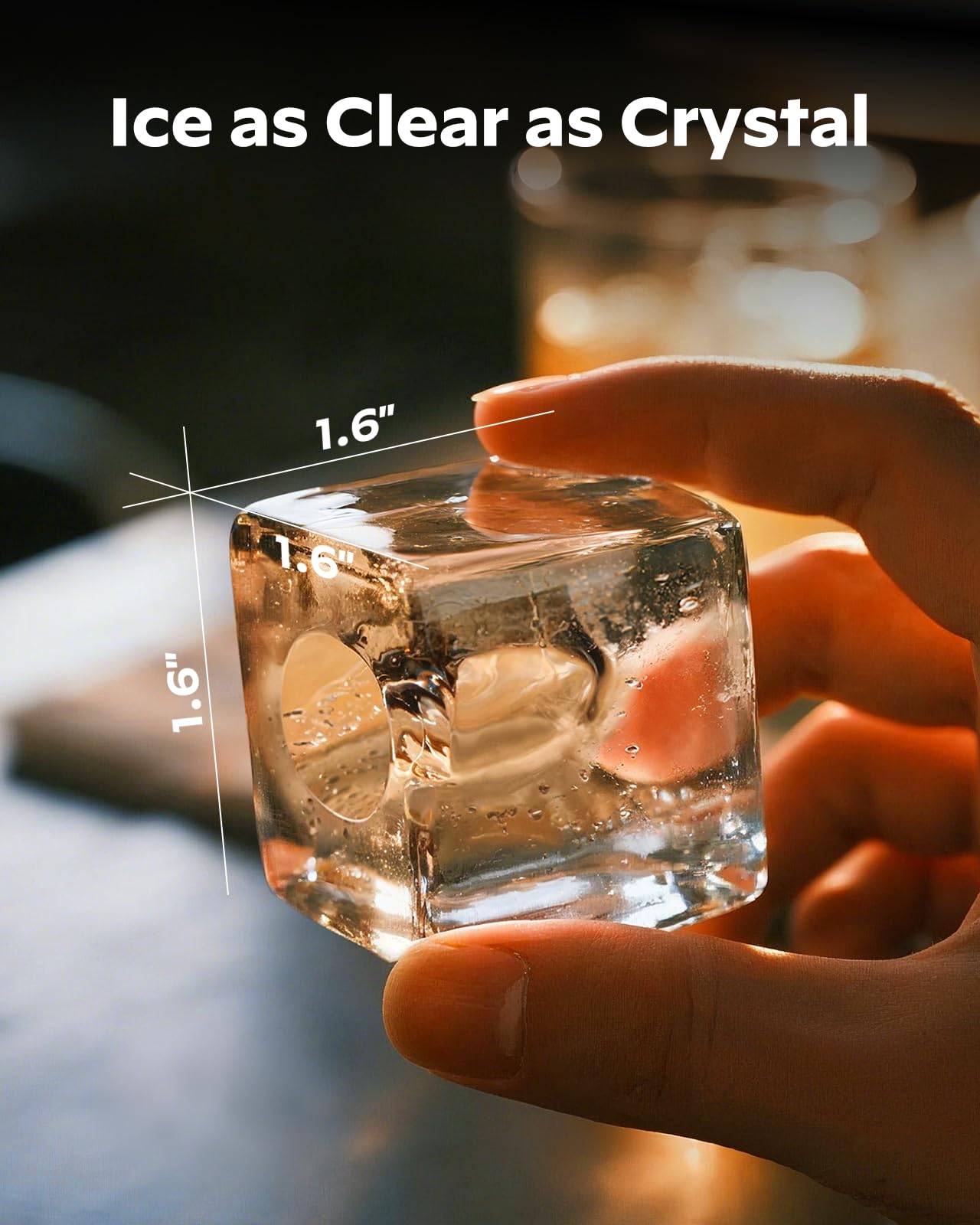 Silonn Clear Ice Cube Maker Countertop, Makes 3 Large 1.6″ Cubes in 20 Mins, Crystal Clear & Slow-Melting Ice for Whiskey, Adjustable Ice Thickness & Auto Clean, Great for Home bar, Kitchen & Party on Fridge.com