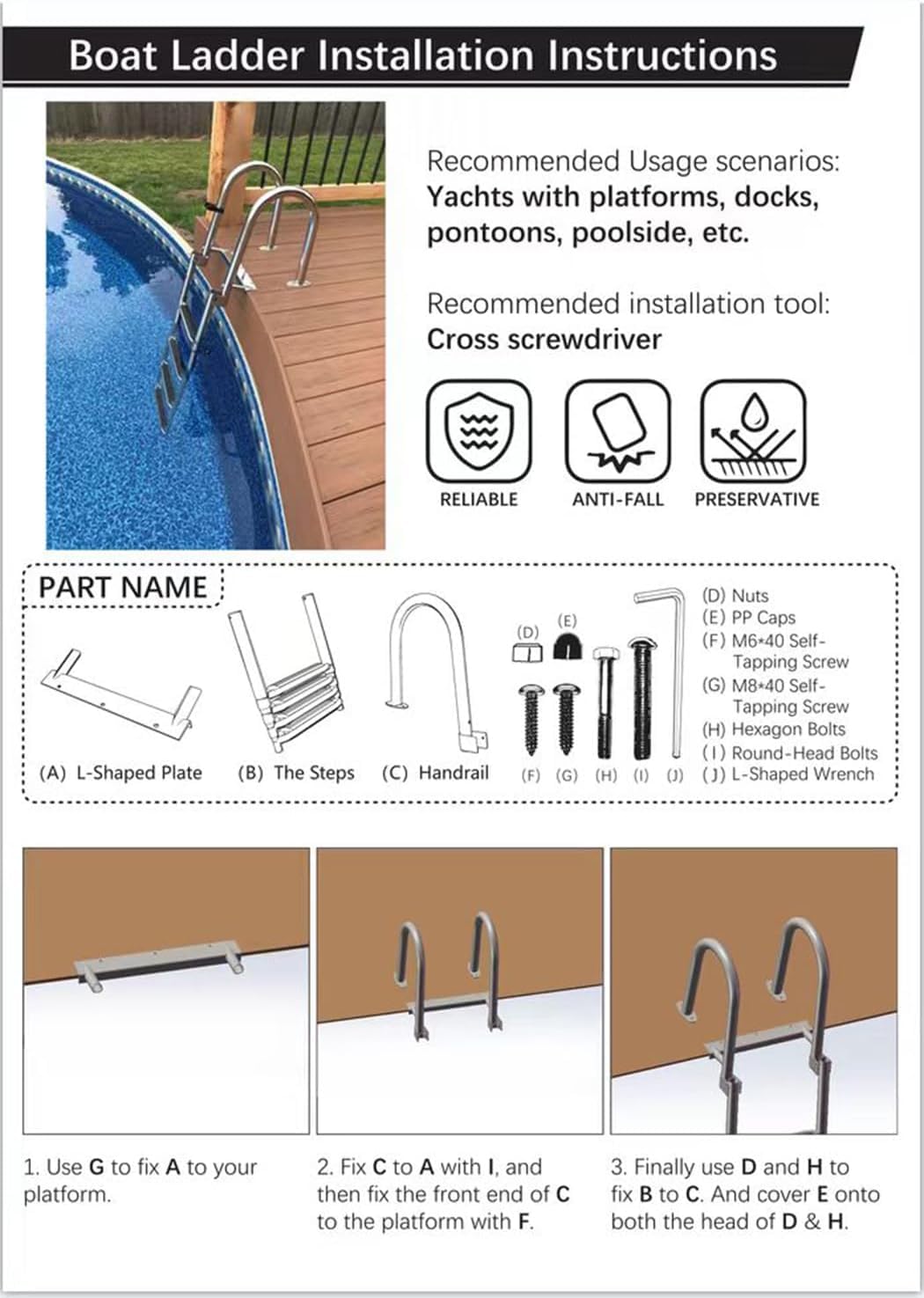 Leader della Barca dell'Acciaio Inossidabile Scaletta, delle Scale Telescoping 4 Gradini Pozzetto per Piscina, dell Entrata Posteriore Marino Pontone Barca/Che Nuotano con Il Corrimano