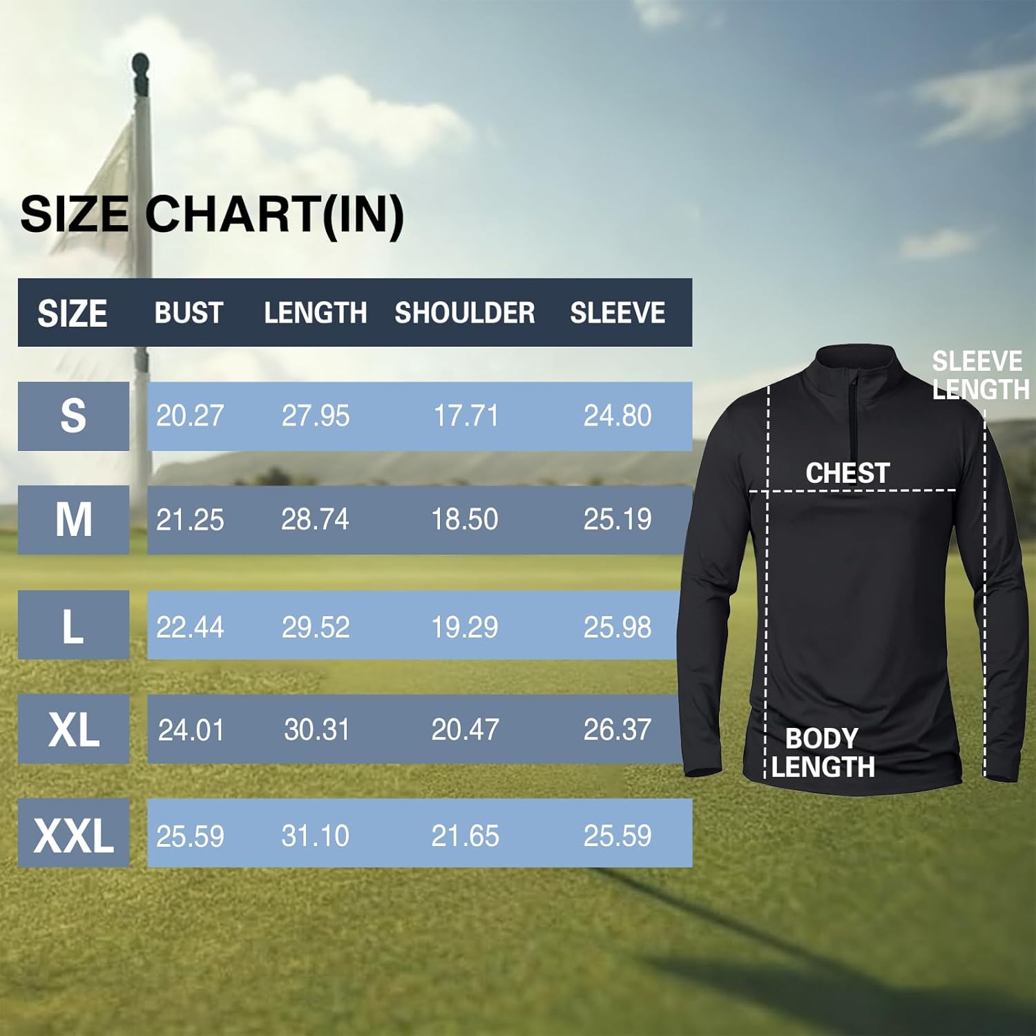 Mens Quarter Zip Pullover Sweatshirts - UPF 50+ Moisture Wicking & Breathable Sun Protection Golf Shirt - Image 6