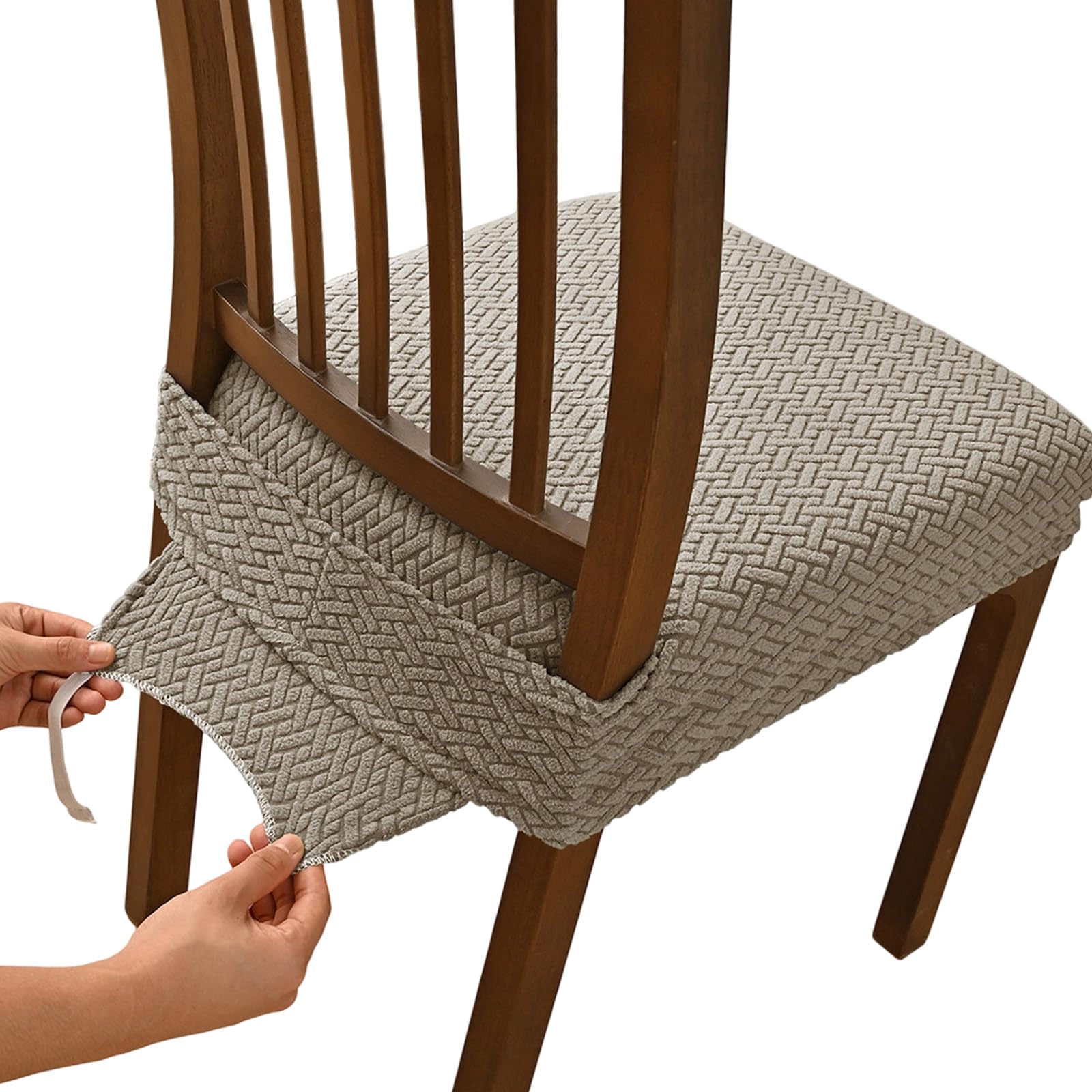Lot de 4 housses de chaise extensibles et lavables à motif rayé pour salle à manger