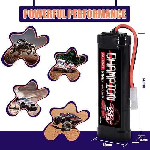 Miniatura 4 de GOLDBAT Batería NiMH de 5000 mAh 7.2 V con conector Tamiya para coche RC Truck LOSI asociado HPI Kyosho Tamiya Hobby (paquete de 2)
