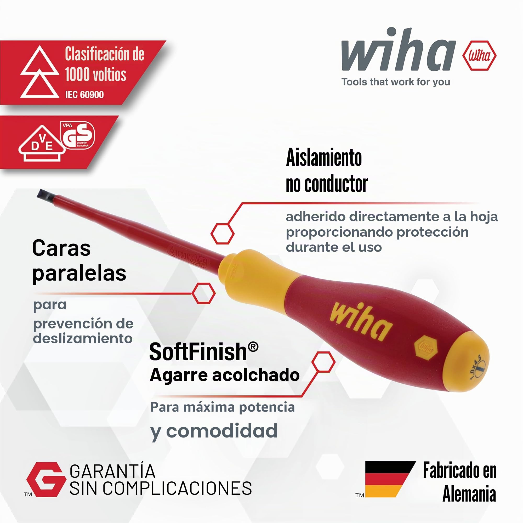 Wiha 32097 | Juego de destornilladores aislados SoftFinish de 7 piezas