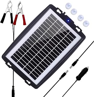 ECOARROW Solar Battery Charger, 12V 10W Car Battery Trickle Charger Waterproof Portable Mono Solar Panel Battery Maintainer Kit for Motorcycle, Boat, Automotive, Marine, Snowmobile, RV
