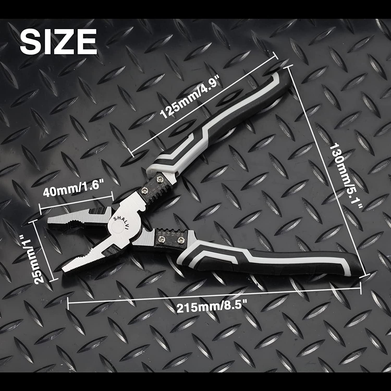 REDITEX 5 in 1 Multipurpose Lineman Plier/Cutting Plier with Gripping, Wrench, Wire Cutter, Crimping Tool & Wire Stripper Fuction (Chrome Vanadium Forged Steel, Silver) 2