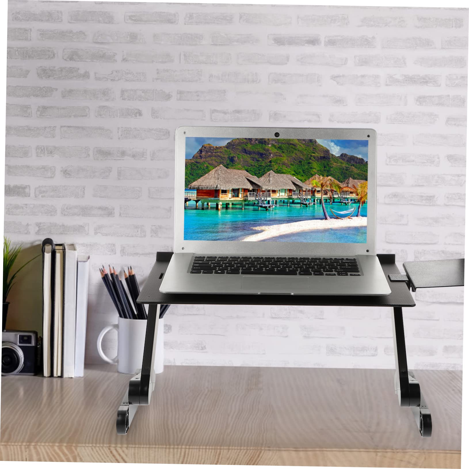 POPETPOP Supporto Regolabile per Laptop T8 in Lega di Alluminio Nero | Festa Estiva, Pieghevole e Rialzabile, per Scrittura e Lettura, Design Ergonomico Dissipazione