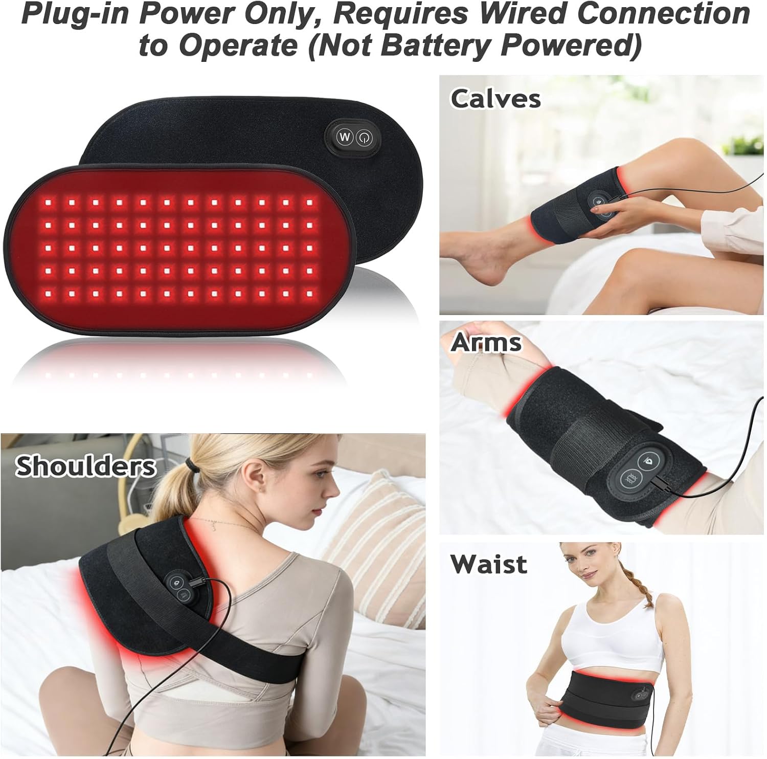 Red Light Therapy Pad for Body-660nm 850nm Dual Wavelength Heating Pad red Light Therapy wrap for Back Waist Shoulder Knee use Portable red Light Belt 5 Heat Levels Dual Straps for Gift(Plug-in Only）