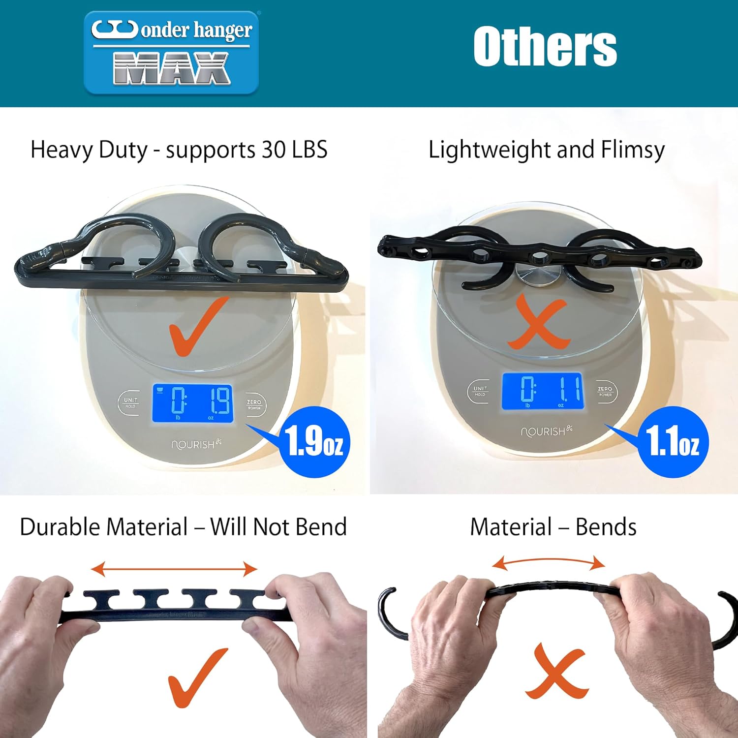 Wonder Hanger Max 10-Pack Space Saving Hangers, Reinforced Hooks Swivels 360°, Cascading Hanger, College Dorms & Storage Closet Organizer, Fully Assembled – Grey - Image 4