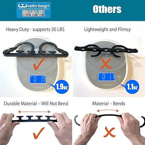 Miniatura 3 de Wonder Hanger Max - Paquete de 10 perchas de ahorro de espacio, ganchos reforzados giratorios 360°, percha en cascada, organizador para dormitorios