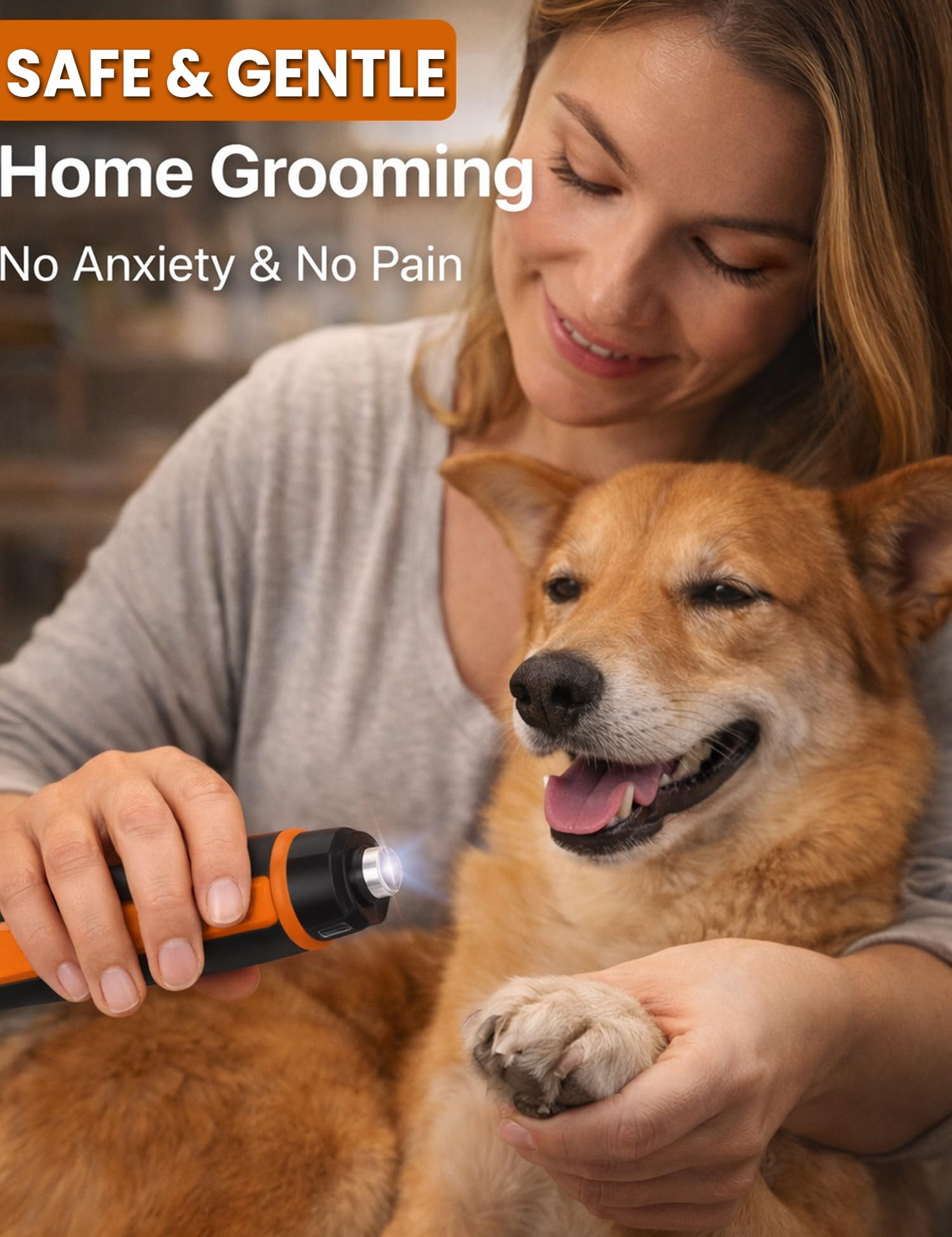 Broyeur à ongles pour chien à 5 vitesses avec écran LCD, rechargeable à faible bruit, avec double lumière LED et meule diamantée, batterie 2000 mAh pour chats de petite, moyenne et grande taille