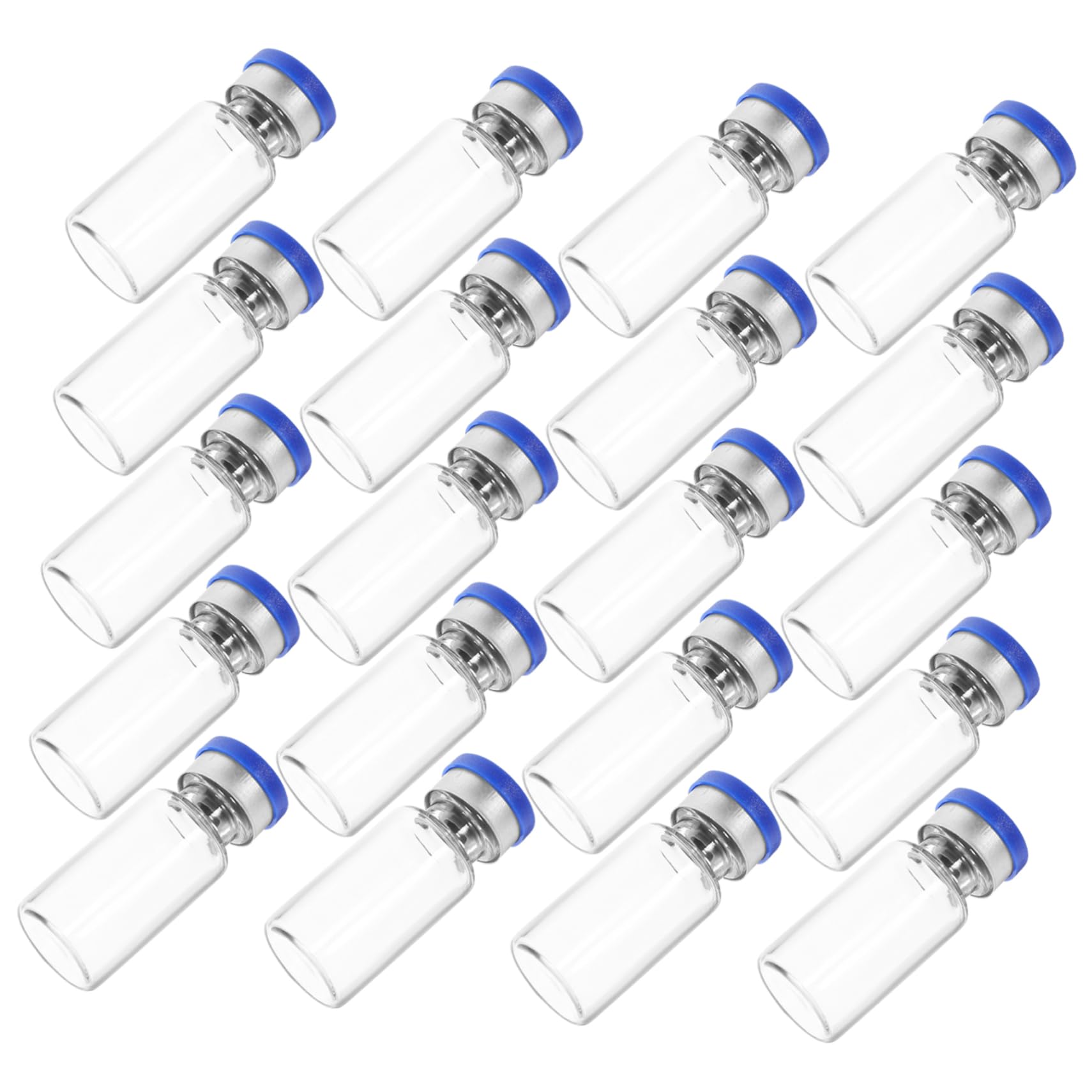 Healifty 20pcs Small Glass Vials Caps Reusable Bottles for Liquid and Powder Storage for Chemistry and Pharmaceutical Use