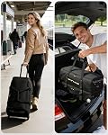 Ponhog Sac à bandoulière avec roues - 22 Sac à bandoulière à roues pour hommes avec compartiment de chaussures, sac à banboulière imperméable pour les voyages de gymnastique de nuit Week-end 40L,noir