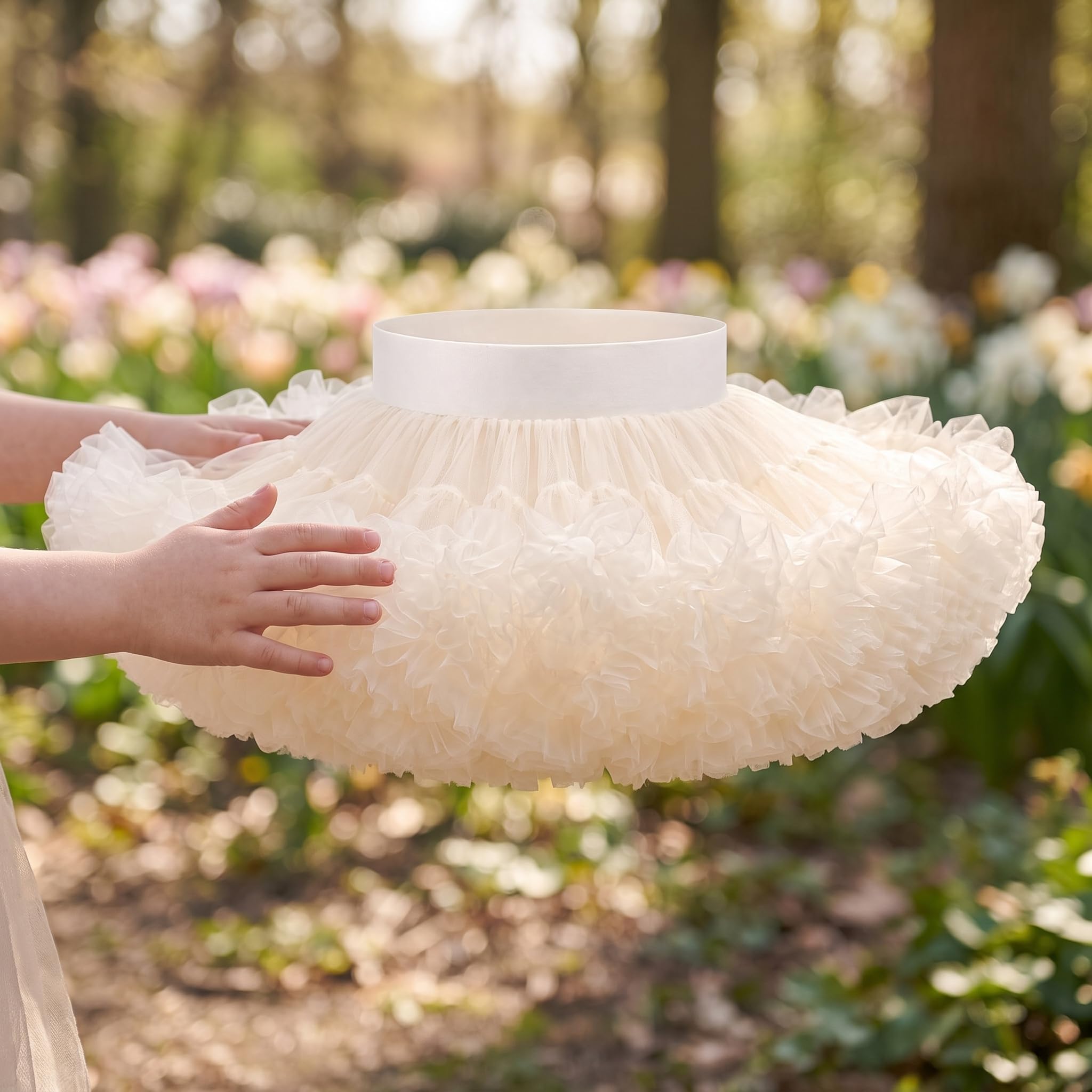 Gonna Tutu in Tulle Bambina, in Poliestere Morbido, Stile Dolce Plissettato per