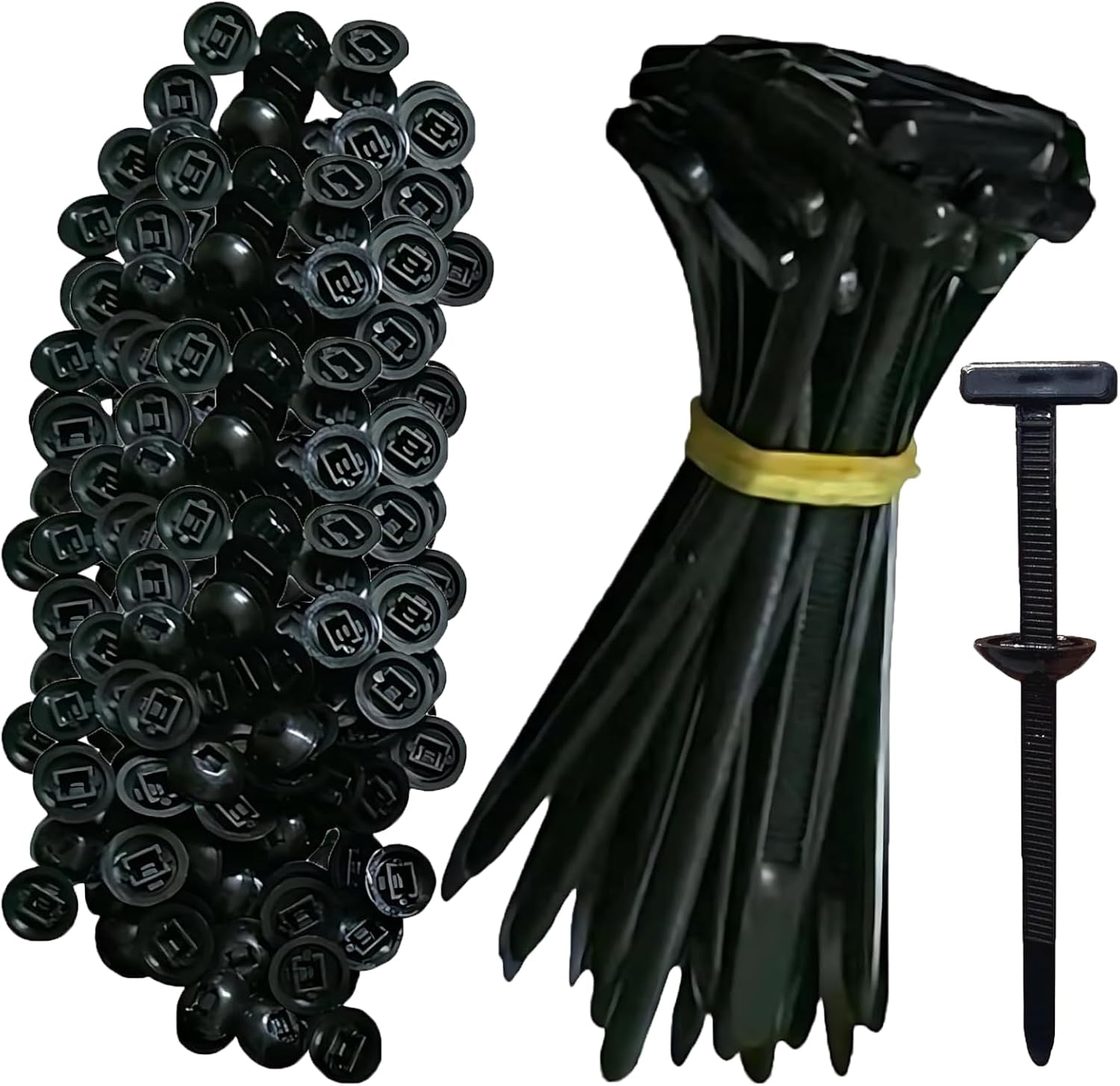 200Pcs Nylon Universal Cable Tie Buckle, Heavy Duty Self-Locking Zip Ties with Pin & Button Design, Plastic Cable Ties Tool Fasteners Car Body, Multipurpose Wire Ties for Car,Home,Office,Garden (200)