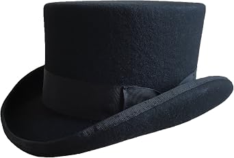 Black Wool Felt Low Short Top Hat Victorian Topper Hats for Women Men