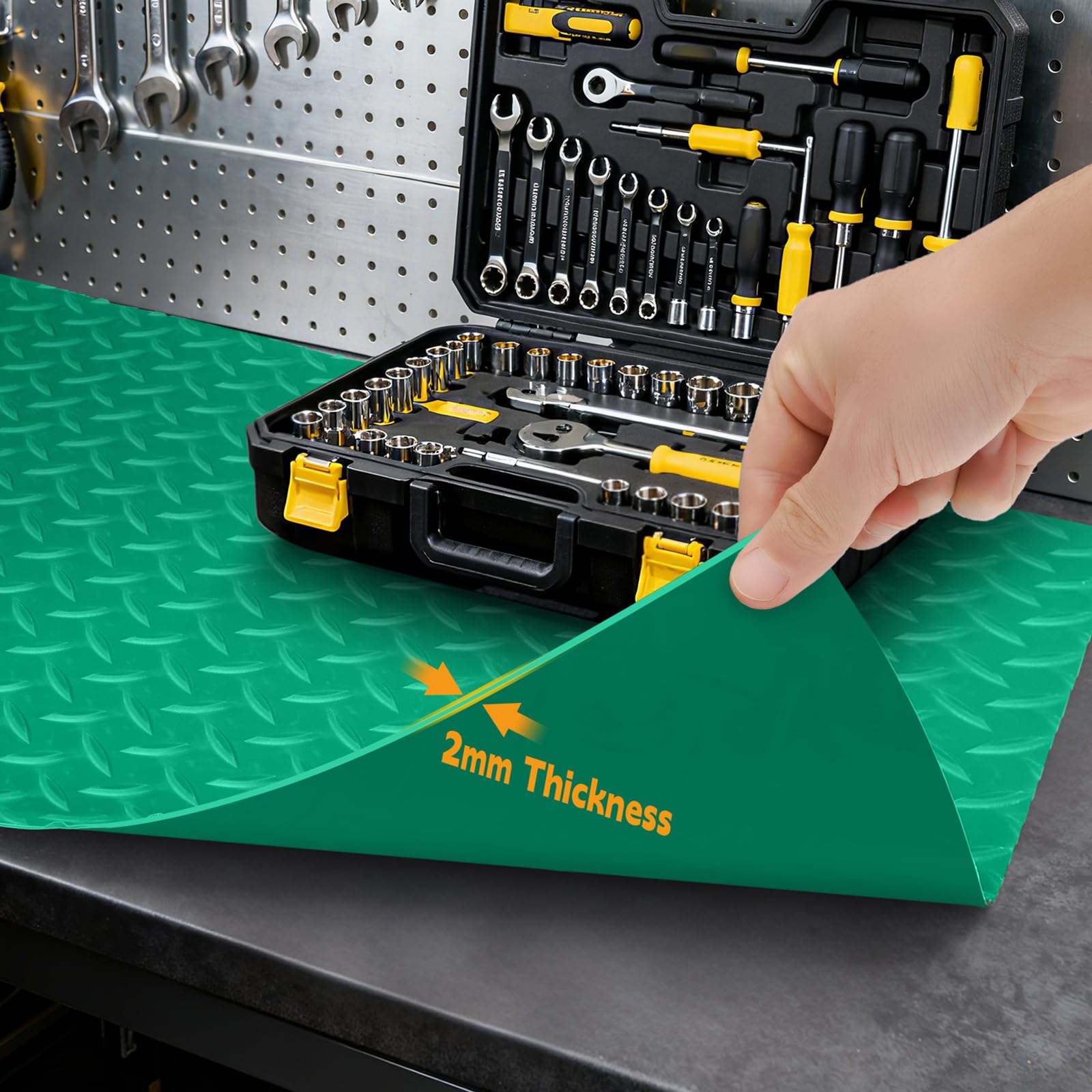 Tappetino per banco da lavoro in PVC, con texture antiscivolo, spessore 2 mm, superficie antigraffio e antimacchia, per pittura, lavorazione del legno, artigianato, edilizia e protezione degli