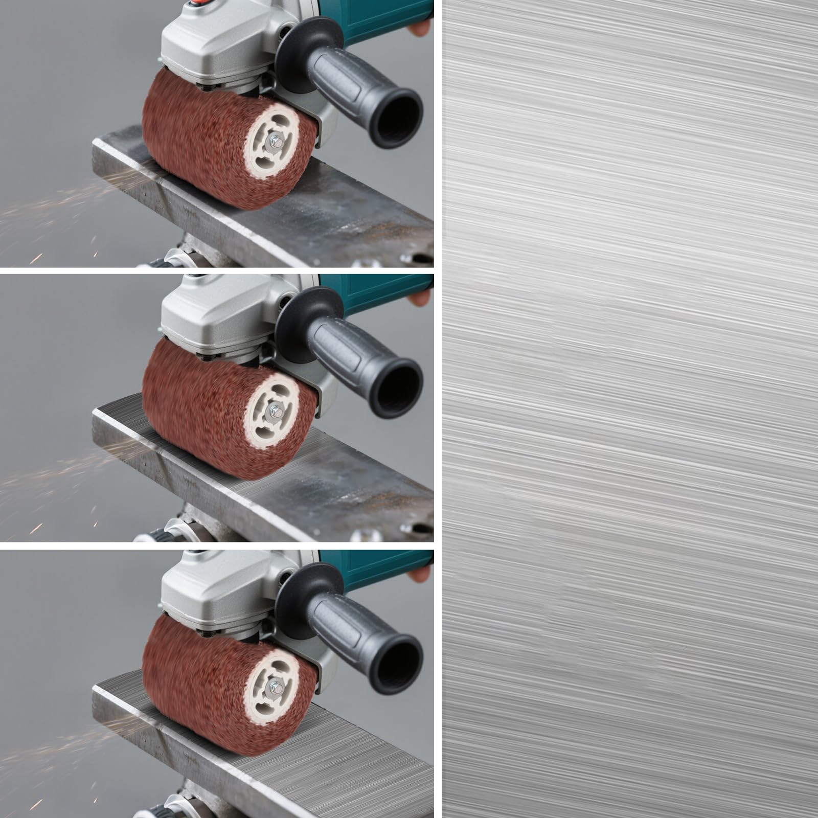 Spazzola A Rullo Abrasivo, Tamburo Per Lucidatura, Rullo Satinato Per Lucidatura Di Superfici In Legno E Metallo, spazzola in nylon per lucidatura, ø120x100x19mm, Grana 60/80/120/180/320 (A, 180#)