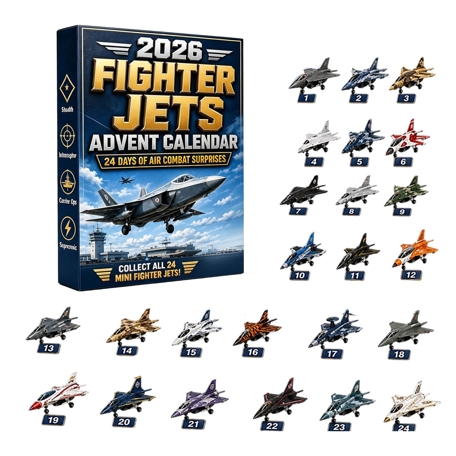 2D Flighter Jets Advent Calendar 2026, 24 Days Christmas Countdown