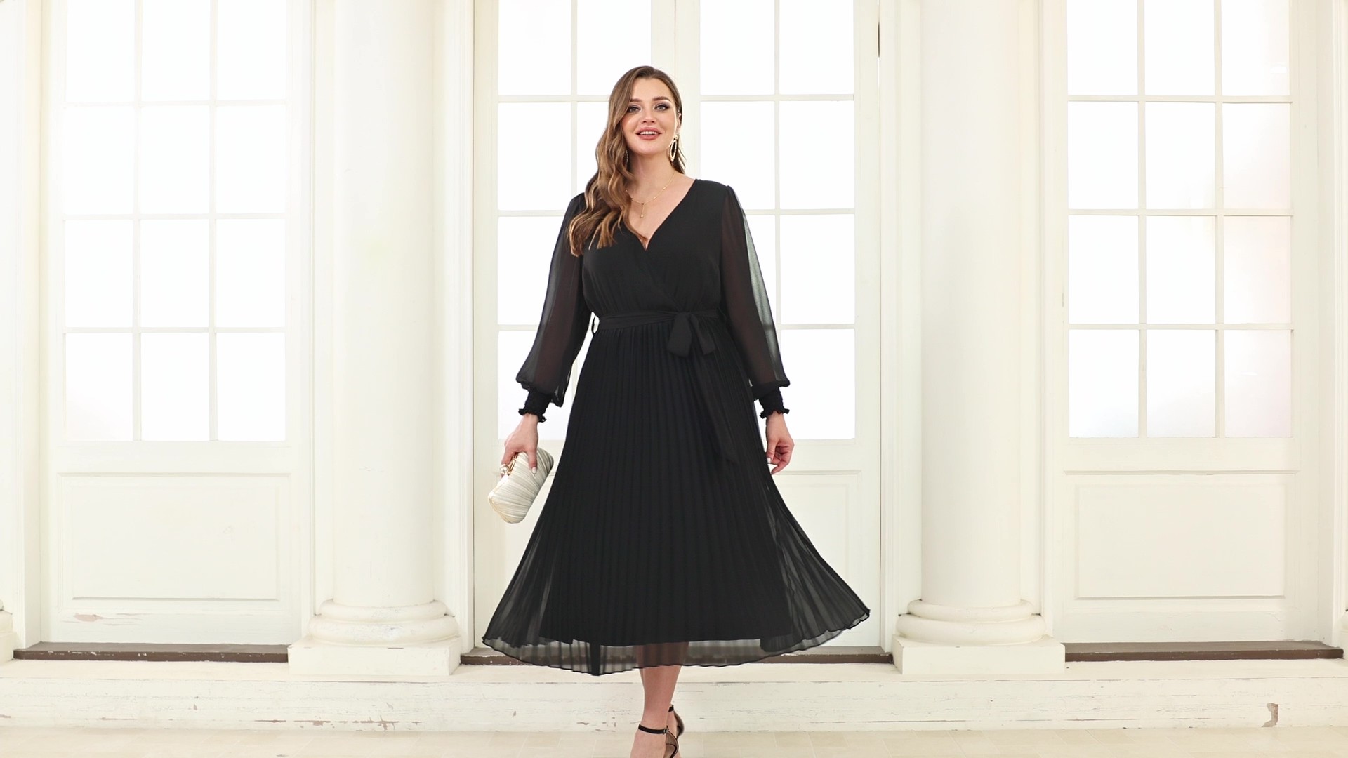 Pinup Fashion Black Plus Size Wedding Guest Fall Formal Cocktail Dress