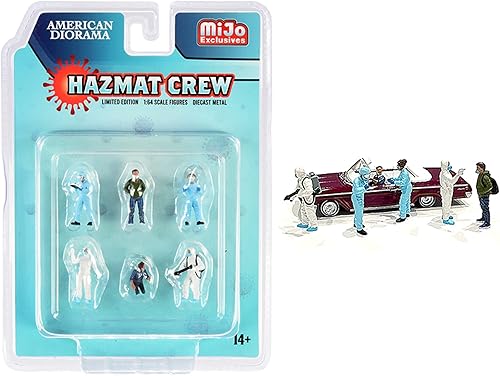 American Diorama Hazmat Crew - Juego de 6 figuras fundidas a presión para modelos a escala 1/64