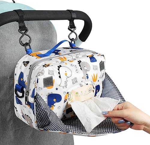 Miniatura 6 de Accmor Organizador de cochecito, organizador universal para cochecito con bolsillo aislado para portavasos y bolsa de cochecito de gran capacidad,
