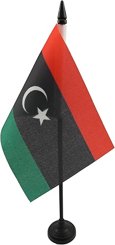 Miniatura 145 de Bandera de mesa Sierra Leona de 5 x 8 pulgadas, bandera de escritorio de Sierra Leona, 8.3 x 5.5 in, barra y base de plástico negro AZ FLAG