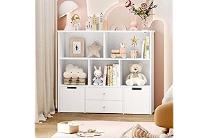 Large Capacity Homfa Kids Bookshelf with Concealed Wheels