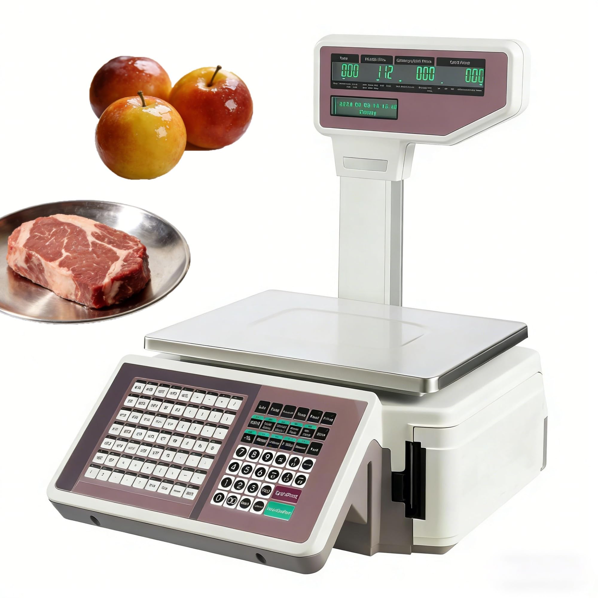 Waga Targowa 30kg Kalkulacyjna z Szybkim Drukiem, Waga Sklepowa dla Detalu, Angielskie Menu, z Zarządzaniem PC, Połączenie Ethernet POS, Stal Nierdzewna