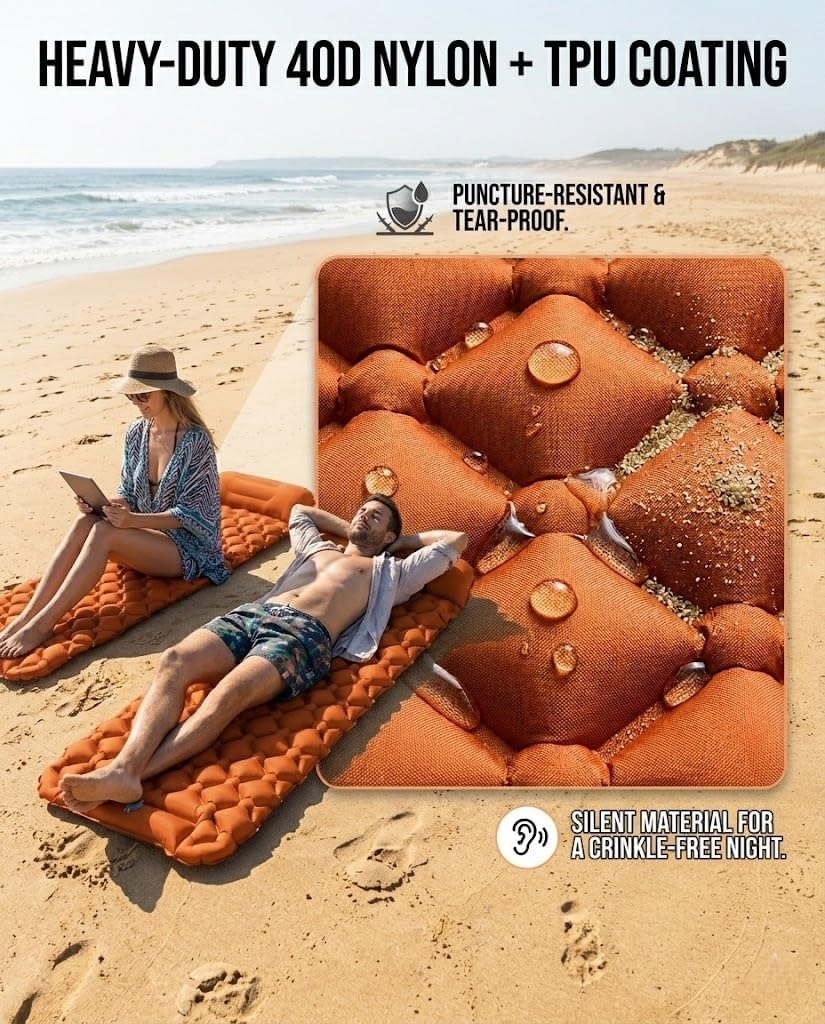 Lounge Mat - Your Portable Chill Zone,Self Inflating Sleeping Mats for Camping with Built in Pump,Thick Memory Foam Sleeping for Camping and Hiking (Grass Green - Double)