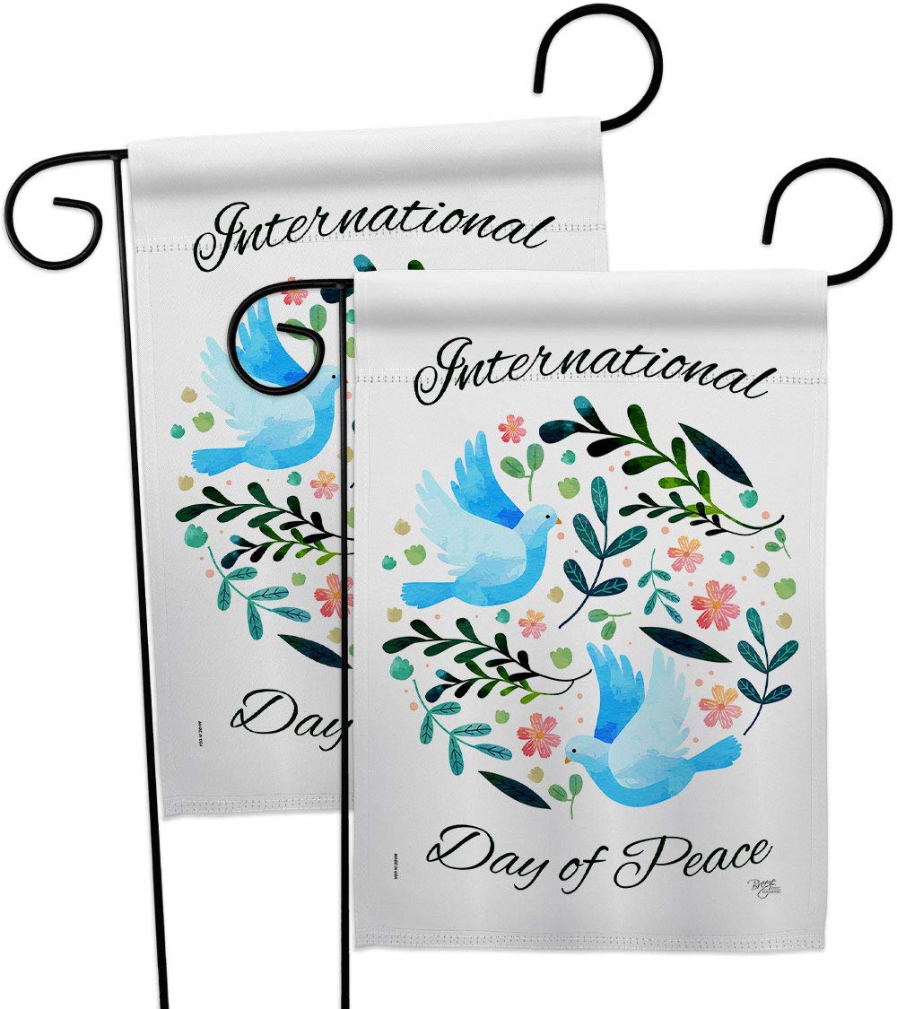 Breeze Decor International Peace Day Garden Flag 2pcs Pack Expression Inspirational Spiritual Hope Love Wisdom Support Emotion Postive House Banner Small Yard Gift Double-Sided, Made in USA