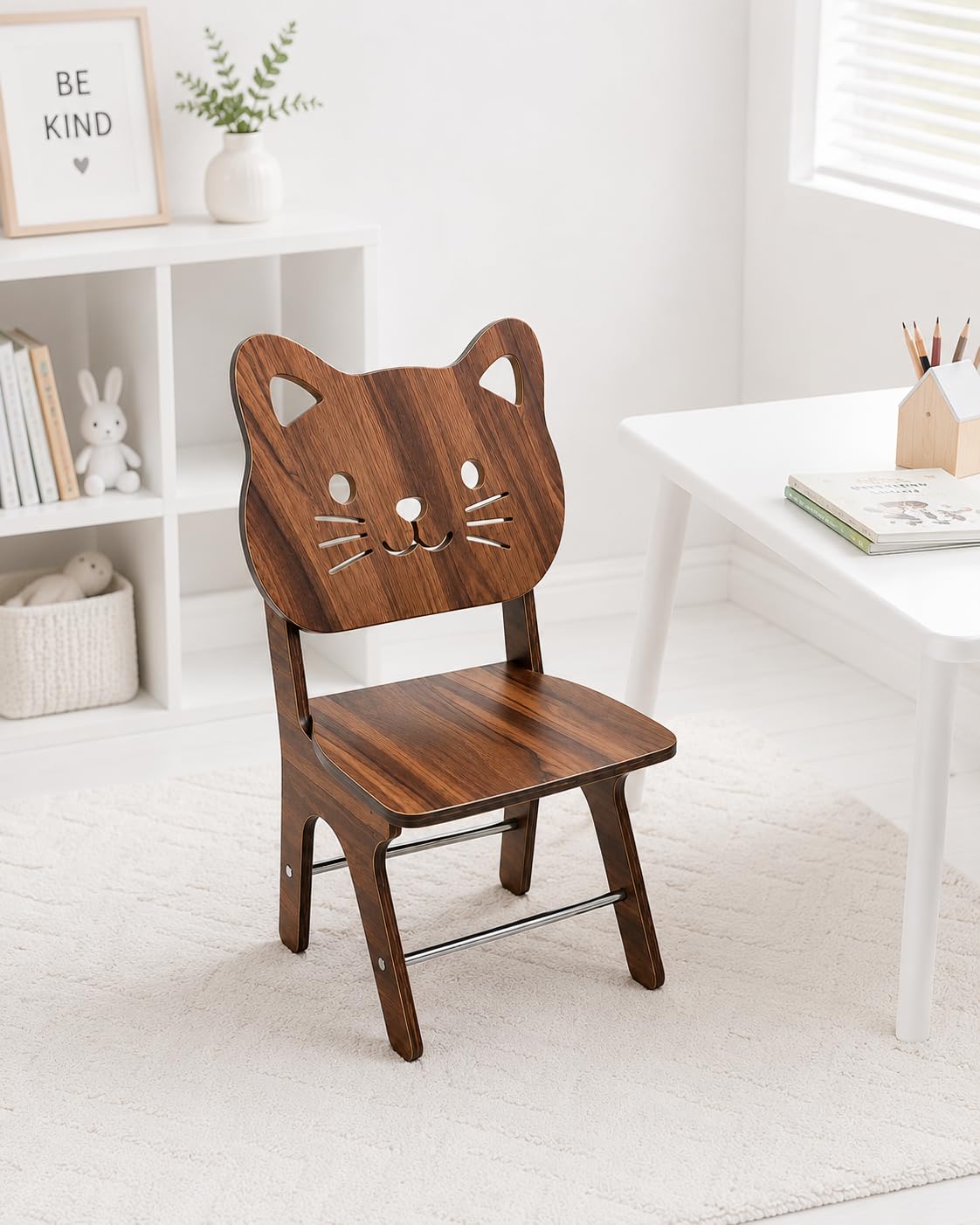 Raytrees Wooden Kids Chair with Cat-Shaped Backrest, Brown, 30x30x59 cm, for Children up to 6 Years-picture-13