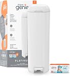 Poubelle à couches Diaper Genie Platinum, blanche - Fabriquée en acier inoxydable durable et comprend 1 recharge facile à rouler avec 18 sacs