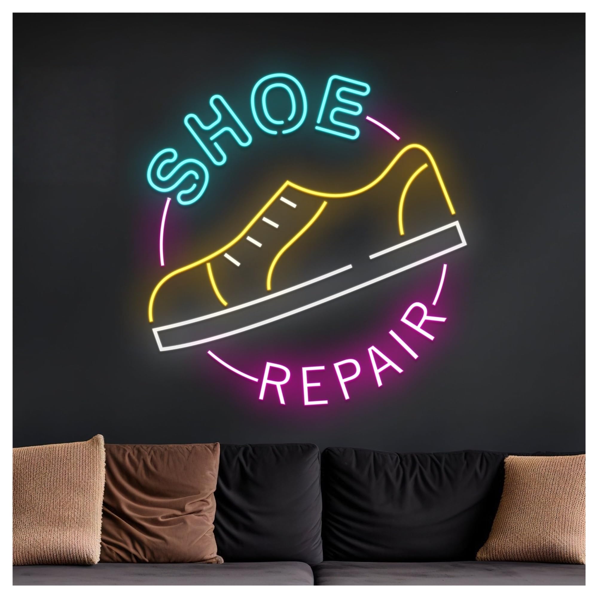 XENITE Luces Art Decoration Christmas Letrero De Neón Reparación Zapatos, Ideal Para Decoración Pared Tiendas, Con Luz Regulable 50cm