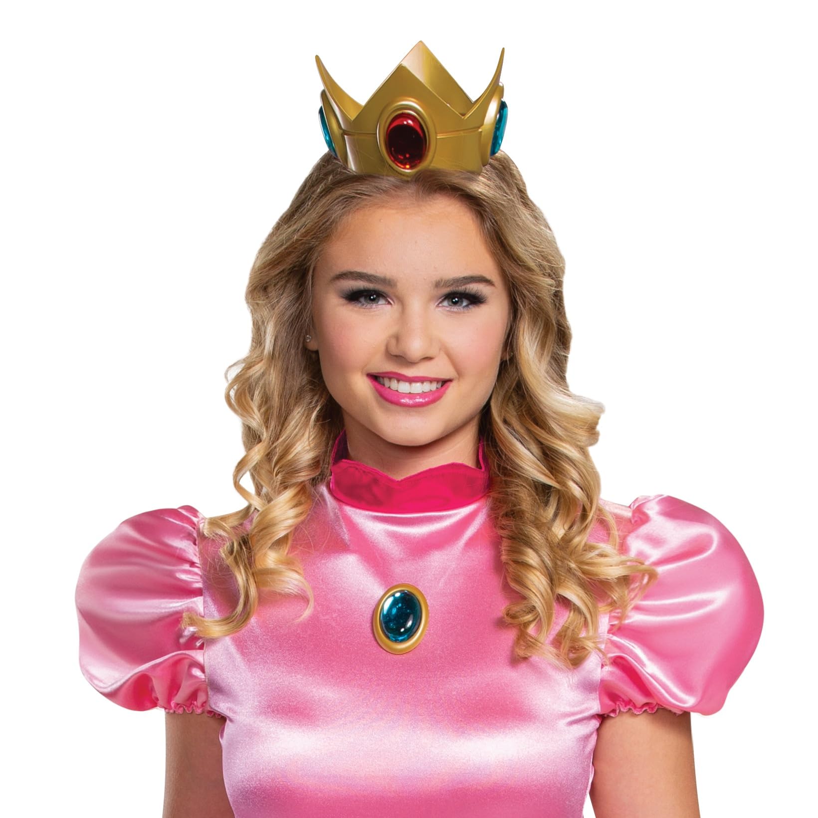 Disguise Damen Prinzessin Pfirsich-kostüm, Offizielles Nintendo Super Mario Bros Erwachsenenkostüm Kleid und Krone Prinzessin Peach Deluxe Erwachsenenkostüm (1er Pack)