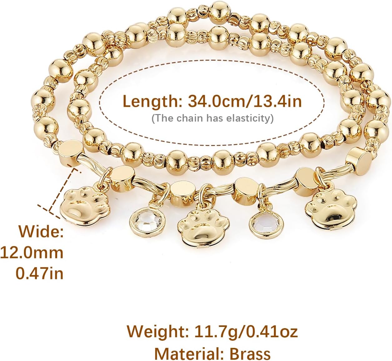HZMAN Gold Bracelets for Women 14K Gold Beaded Bracelets Stackable Bracelets for Women Layer Charm Bracelet - Image 6