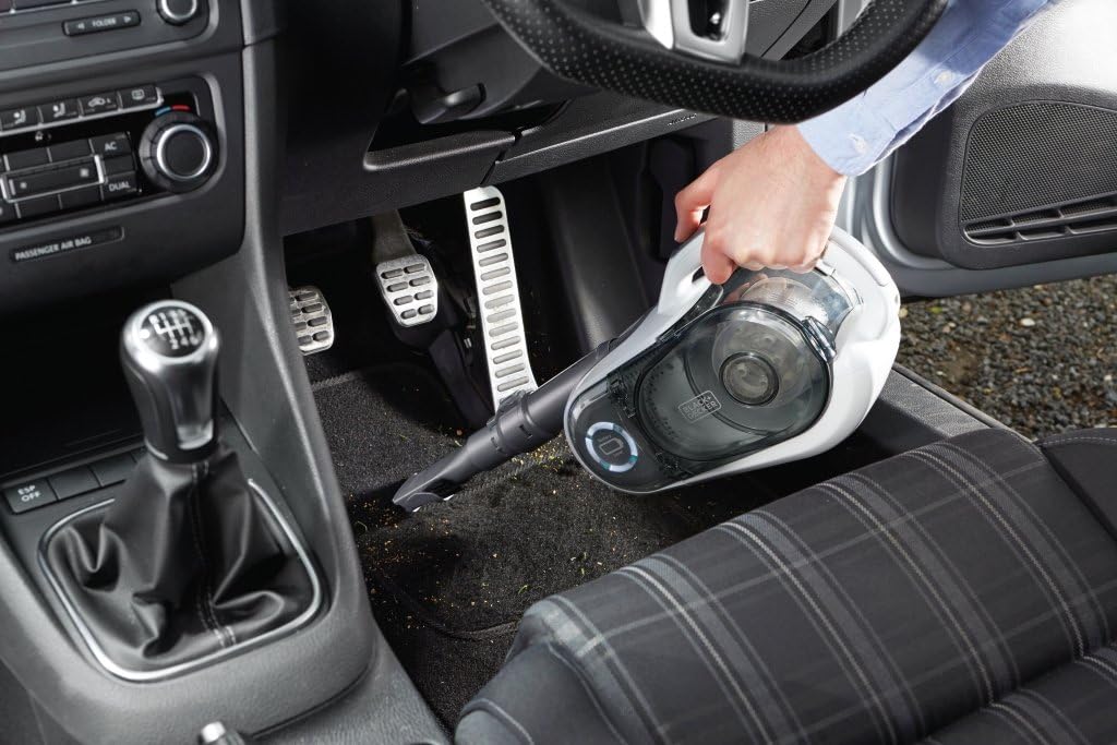 Transparent dust collection container of the BLACK+DECKER SVFV3250L being removed.