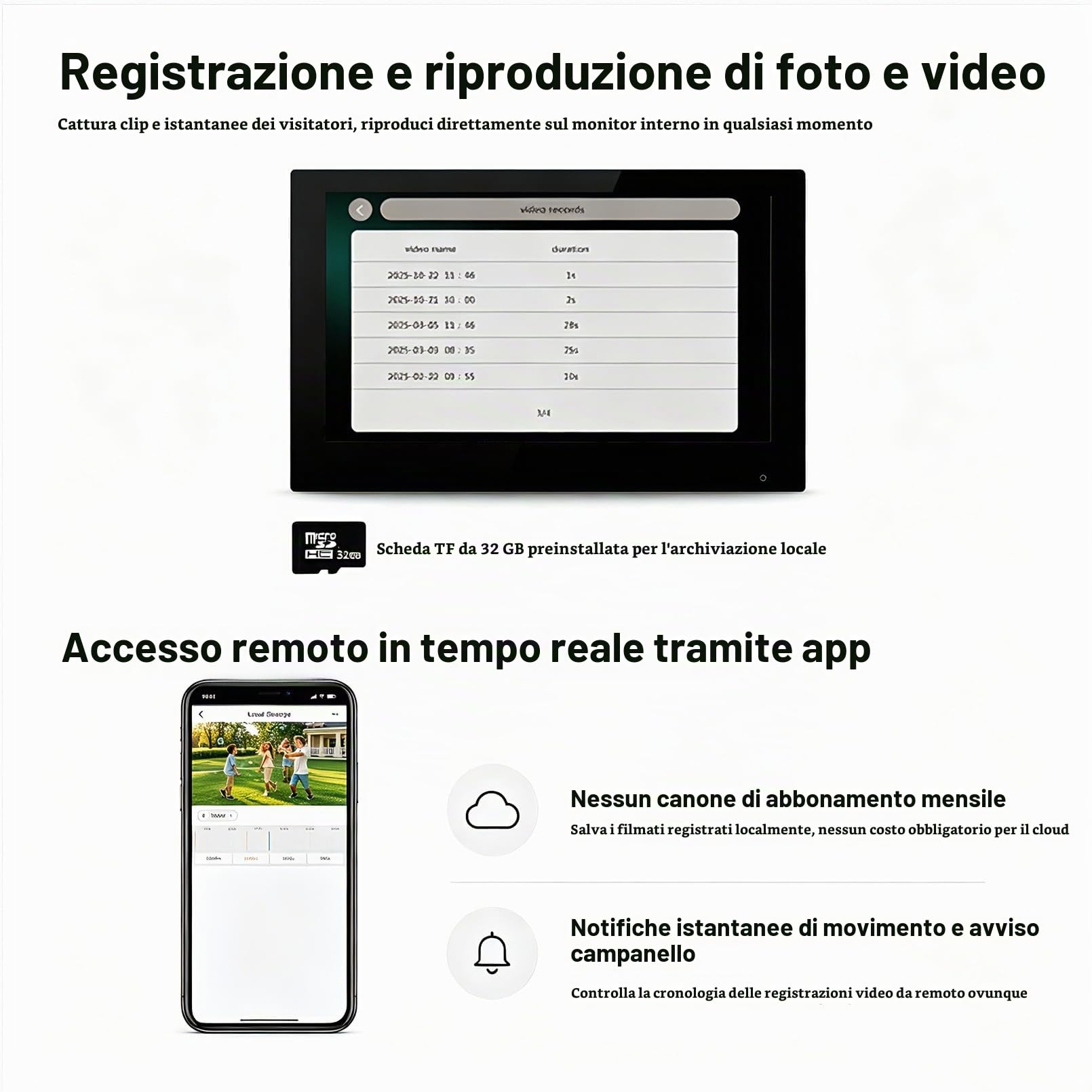 2 Fili AHD1080P Videocitofono Intelligente,Tuya WiFi IPS 7‘’ Videocitofono Porta, Sblocco RFID, Visione Notturna