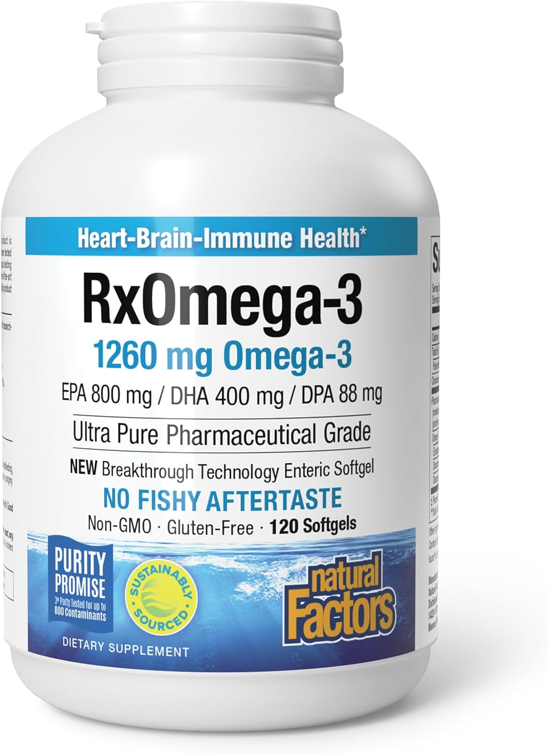 Natural Factors RxOmega-3 1,260 mg Omega-3 Fish Oil, 120 Softgels