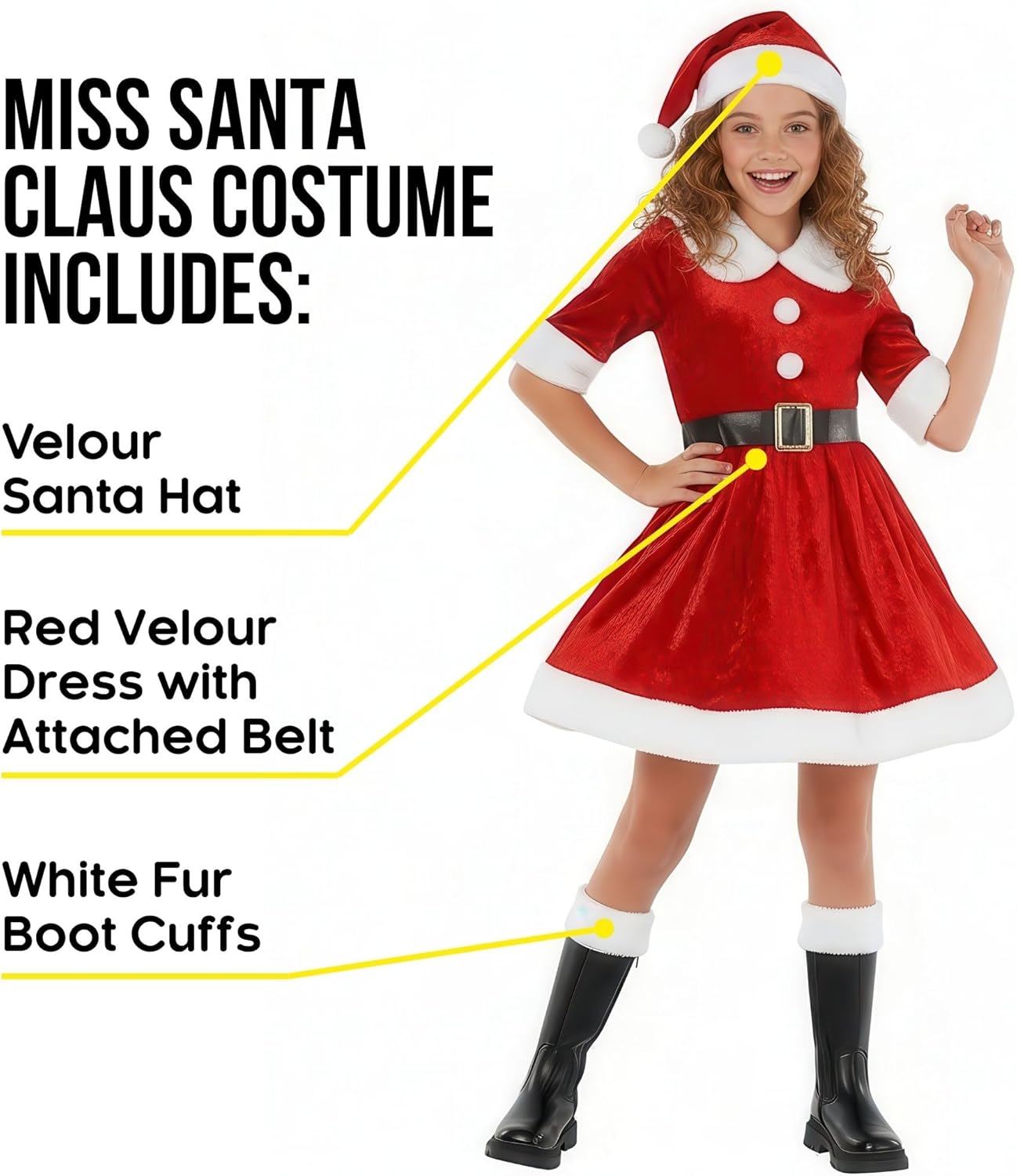 Morph Kids Santa Costume, Santa Costume For Kids, Mrs Claus Costumes Kid, Mrs Claus Dress, Girls Christmas Costumes - Image 2
