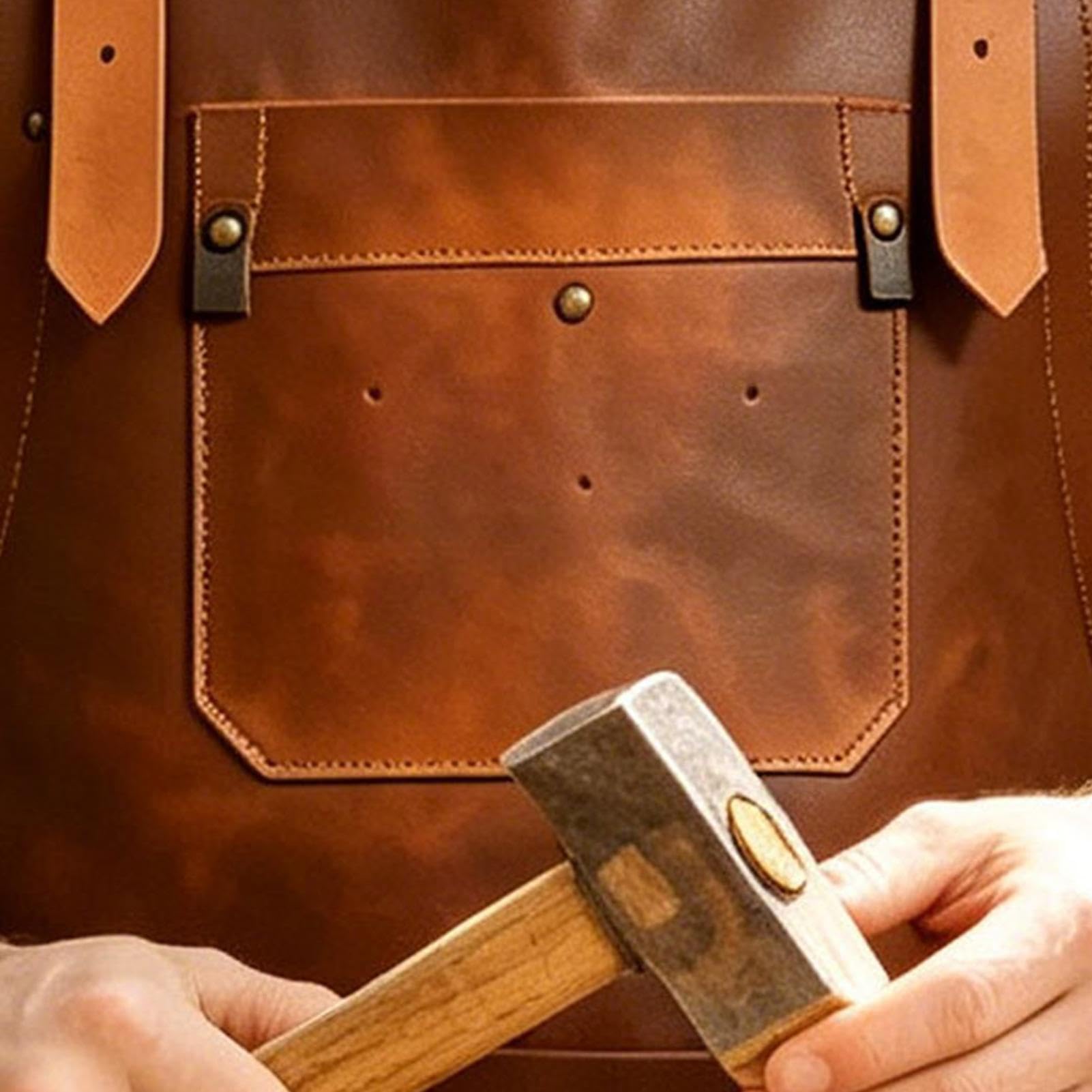 Delantales en cuero para hombres Ergonómico con Espalda Cruzada Impermeable | delantal para carpintería para barbacoa, repostería, manualidades, chefs caseros y maestros de barbacoa